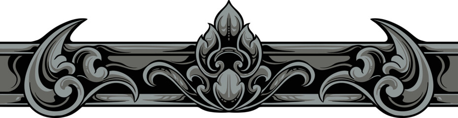 engraved ornament element design for border, editable color