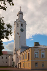 Clock tower in the Novgorod Kremlin Detinets, Russia