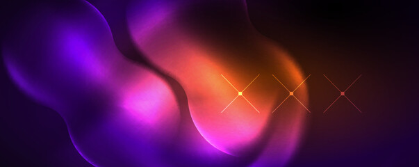 Neon glowing waves, magic energy space light concept, abstract background wallpaper design