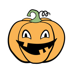 Cartoon character pumpkin. Vector illustration of Halloween, design element.