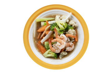 stir-fried  shrimp with mixed vegetables