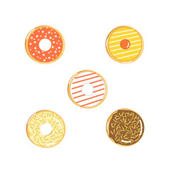 Illustration of a collection of donut variants