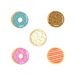 Illustration of a collection of donut variants