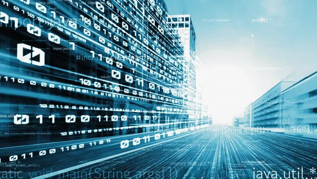 Software development, application programming code and tacit computer coding . Concept of smart digital transformation and technology disruption that changes global trends in new information era .