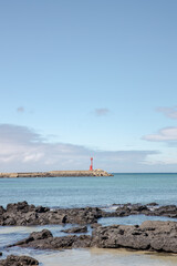 the beautiful blue sea of Jeju Island