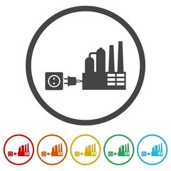 Obraz premium Eco factory industry energy icon. Set icons in color circle buttons