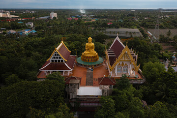Aerial view of Wat Samphran Dragon Temple in the Sam Phran District in Nakhon Pathom province near...