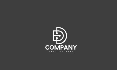 minimal digital letter D logo template