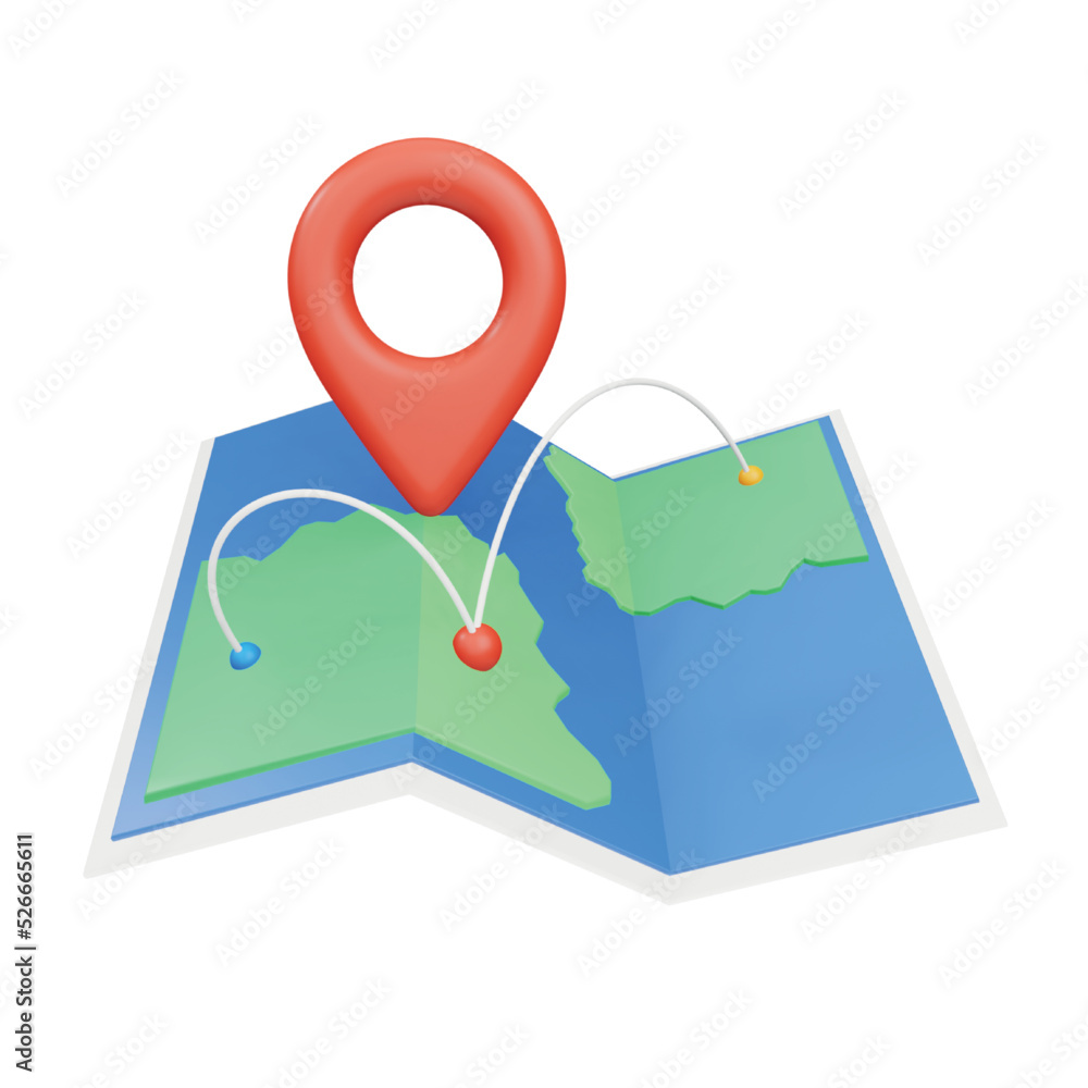 Poster location map 3d rendering isometric icon.