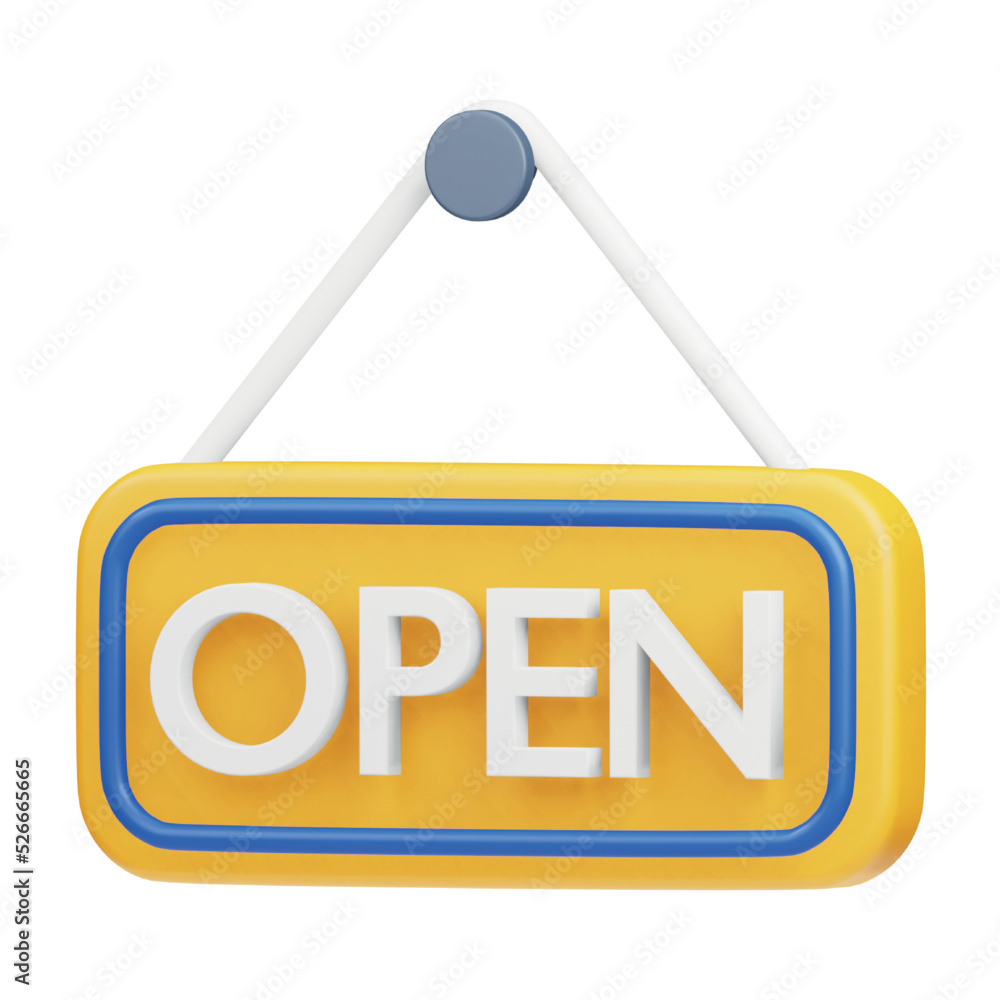 Poster open signboard 3d rendering isometric icon.