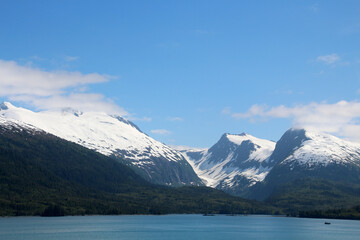 Fototapeta na wymiar Mountain coastal landscape in Prince William Sound, Alaska 