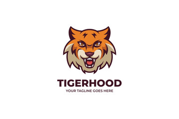 Tiger Head Cartoon Illustration Logo Template