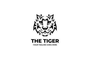 Fototapeta na wymiar Minimalist Tiger Head Logo Template