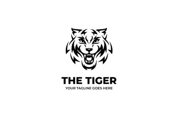 Tiger Head Monochrome Logo Template