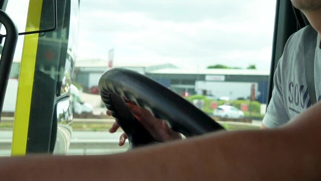 view of Driving truck from inside