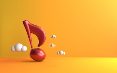 3D rendering music symbols and colorful background
