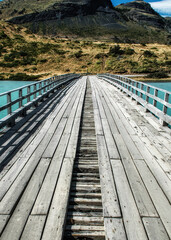 Bridge to an island in Torres del Paine National Park
