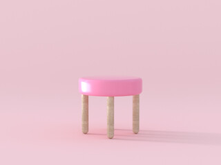 pink wood furniture chair 3d rendering