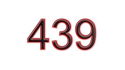 red 439 number 3d effect white background
