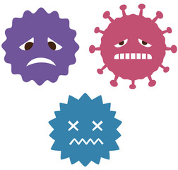 ウイルス　バイ菌のキャラクター　弱った表情