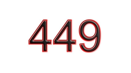 red 449 number 3d effect white background