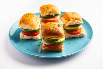 Mumbai style pav sandwich or leftover paav used for veg burger