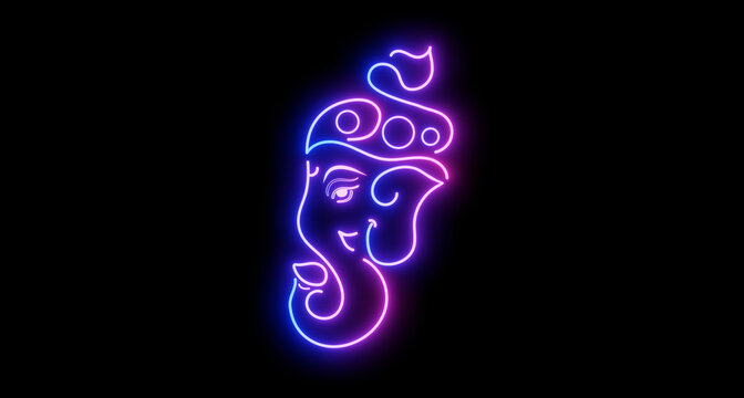 god ganesha images neon glowing light ganesh chaturthi 2022 image 