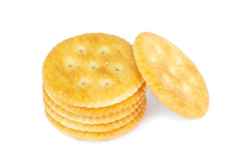 Biscuits isolated on white background. Brown biscuits.