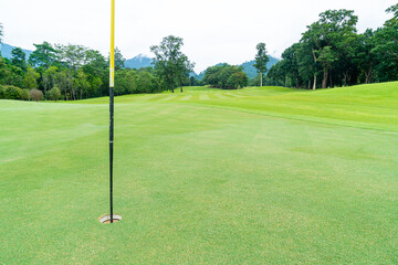 Obraz premium Green with Sand bunkers on Golf course