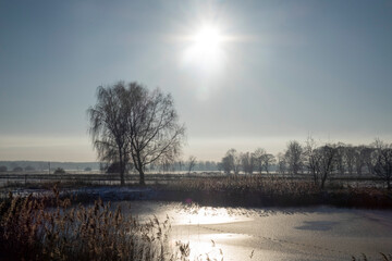 Cold sunny day at lake