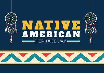Native American Heritage Day Template Hand Drawn Cartoon Flat Illustration to Recognize the Achievements and Contributions of Tribal Indian Culture