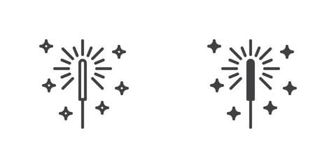 Naklejka premium Burning sparkler icon, line and glyph version