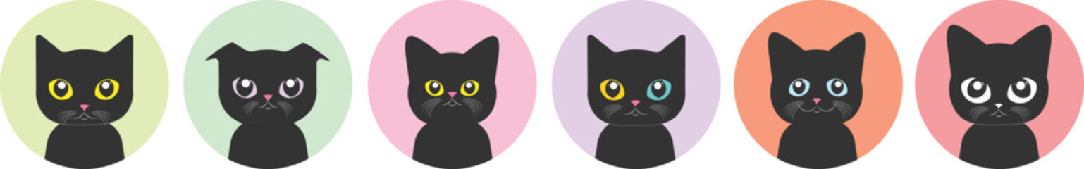 Fototapeta premium cute cat profile picture social media and sticker vector illustration editable wallpaper set