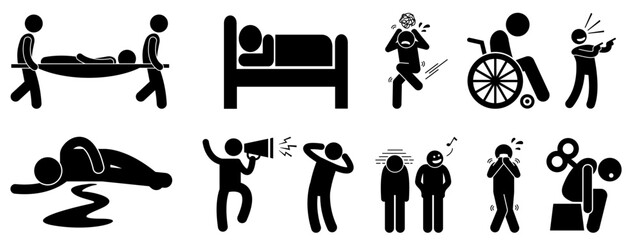 Man icon collection . people action pictogram set. flat vector illustration 