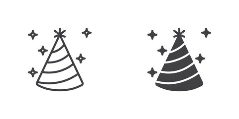 Party hat icon, line and glyph version