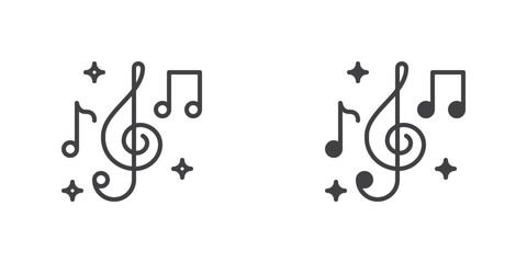 Musical notes icon, line and glyph version
