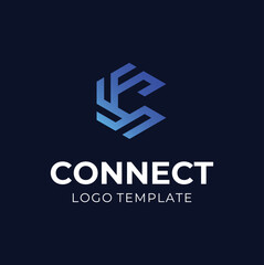 Initial Letter C with Hexagon Circuit logo design