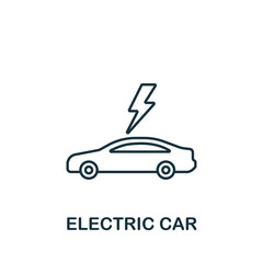 Electric Car icon. Line simple icon for templates, web design and infographics