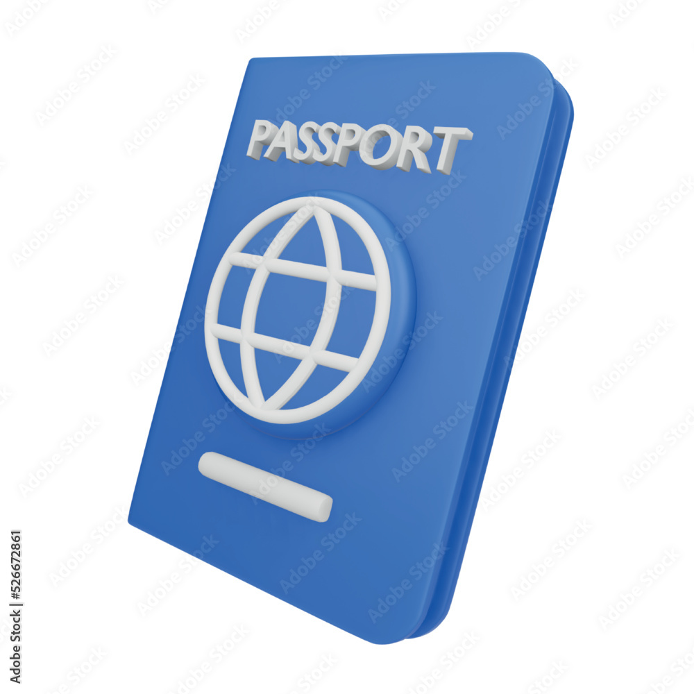 Poster passport 3d rendering isometric icon.