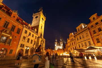 Fototapeta na wymiar Old Town Square in Prague with many tourists