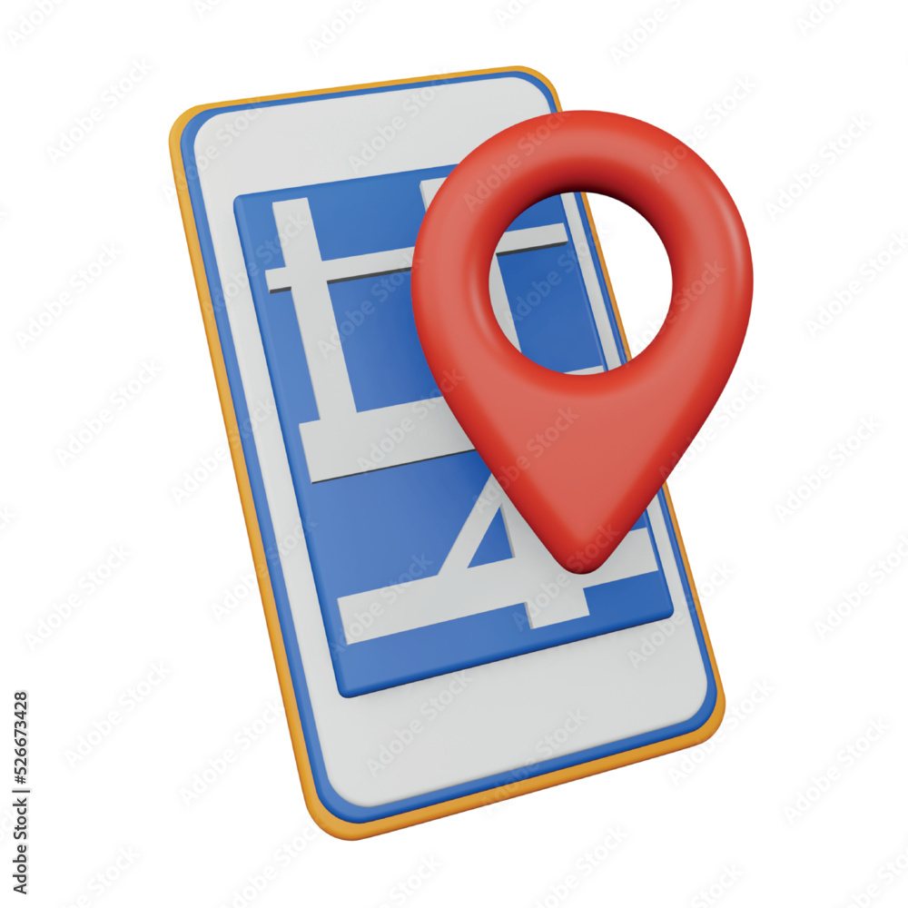 Poster smartphone navigation 3d rendering isometric icon.