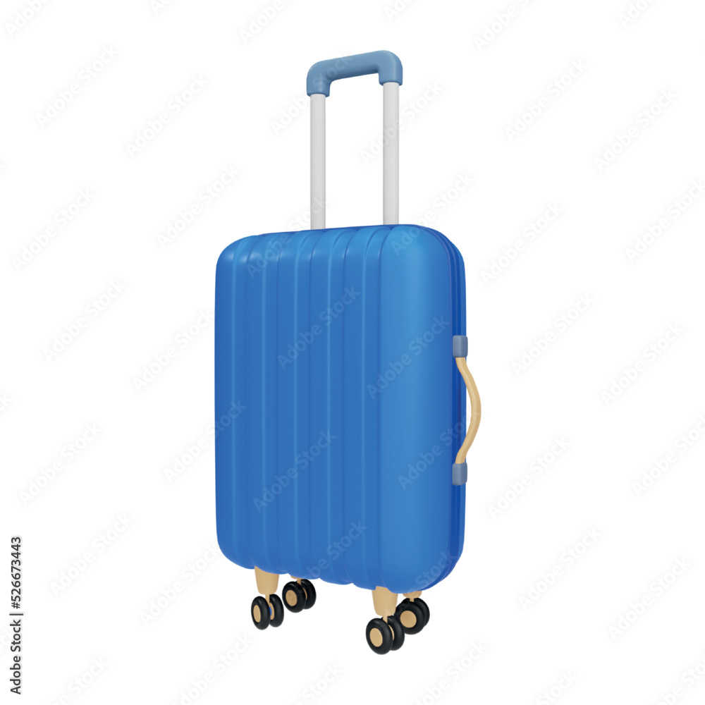 Poster suitcase 3d rendering isometric icon.
