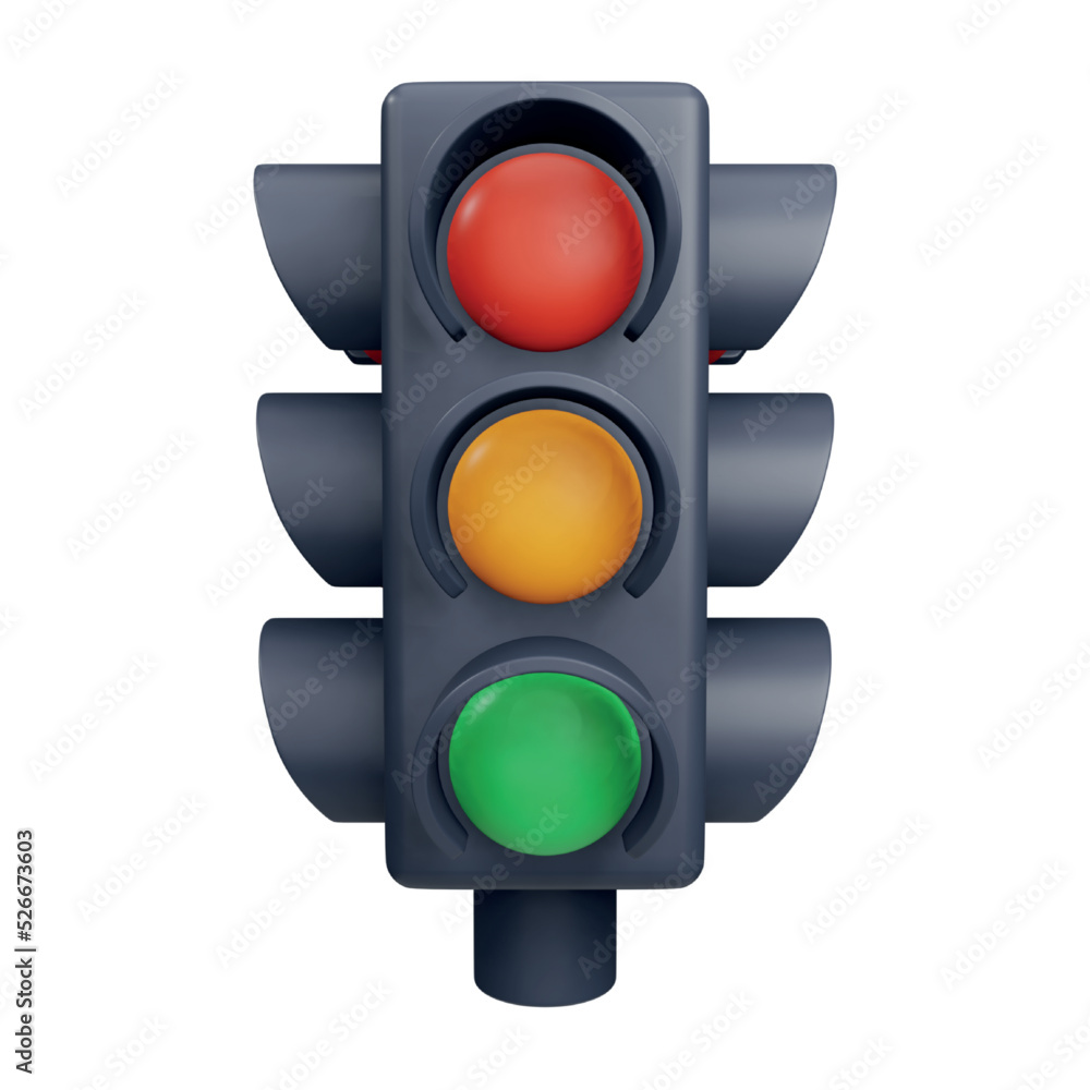 Poster traffic signal 3d rendering isometric icon.