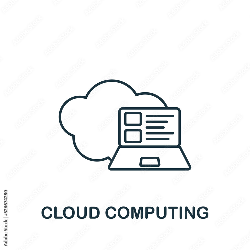 Poster cloud computing icon. line simple icon for templates, web design and infographics