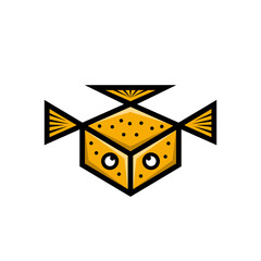 Box and Fish combination, Minimalist elegant style logo design