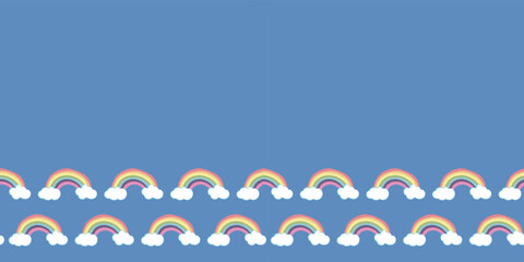 Rainbow Cloud Frame Border Seamless Pattern