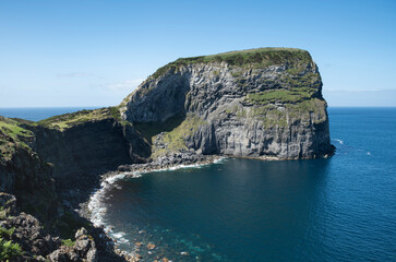 Portugal, Azores, Morro de Castelo Branco cliff on Faial Island