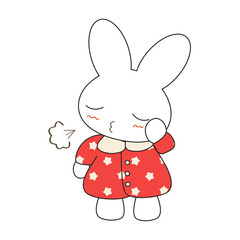 Cute cartoon bunny girl in a pretty pink dress.