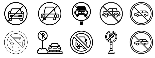 Car no parking  icons collection.