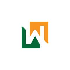 letter lw colorful square logo vector
